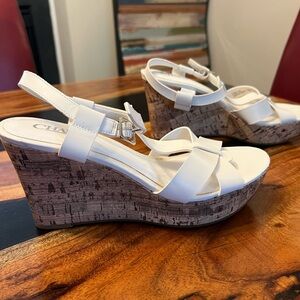 Chaps Afton white leather wedge heel size 9 1/2. New without box.